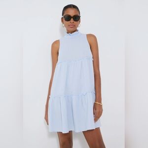 Pomander Place Blue Sleeveless Halter Mini Dress